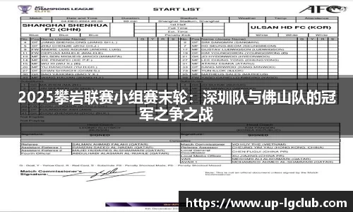 2025攀岩联赛小组赛末轮：深圳队与佛山队的冠军之争之战